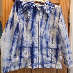 Christopher & Banks Blue and White Wind Breaker Jacket